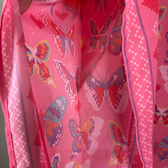 Quaker Factory Love In Flight Butterfly Sheer Short Caftan Top XL Whimsical - Picture 6 of 11